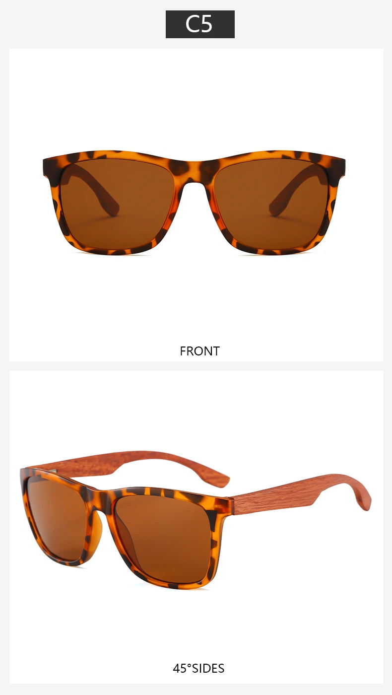 Wooden Square Sunglasses Women Men Vintage Fashion Luxury Sun Glasses Fishing Driving Eyeglas Lady Man UV400 Protective Glasses
