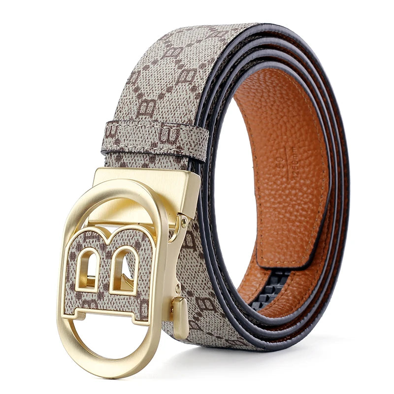 "B" Letter Genuine leather Belt for men Luxury brand Automatic Jeans Trouser belt golf man belt Work social designer waist belts