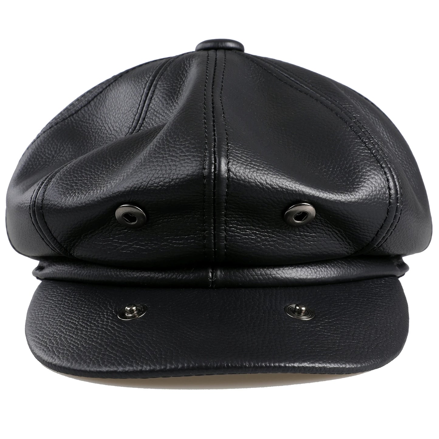 BOONJOVIA Men's Newsboy Flat Cap 100% Genuine Cowhide Leather Gatsby Ivy Golf Cabbie Driving Hat 8 Panels Classic Design