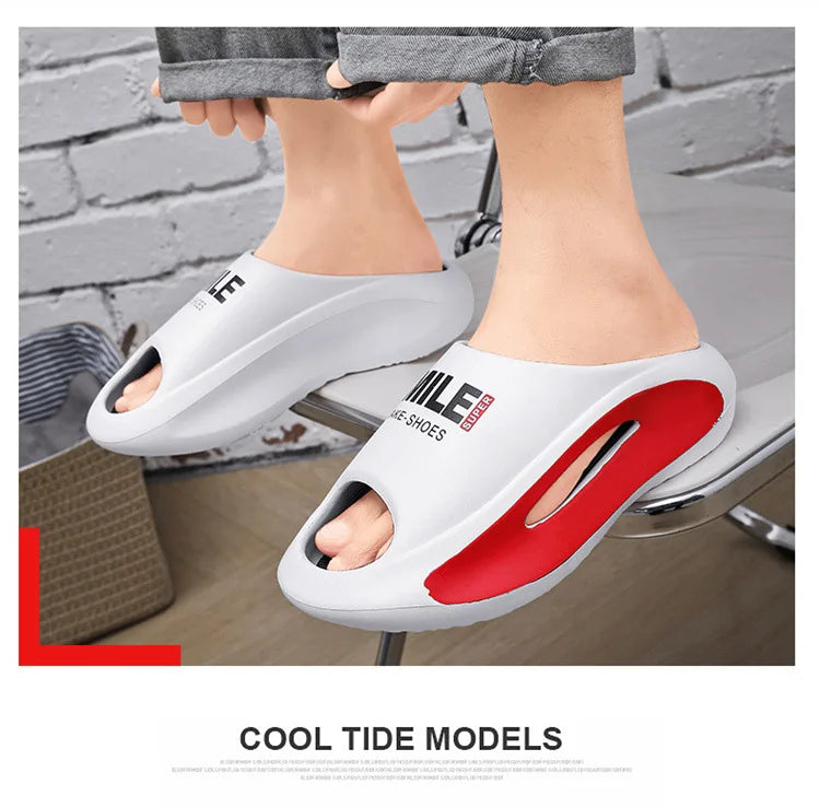 Men Slippers 2024 New Slides with a Sense High Aesthetic Value External Wear Anti Slip Thick Bottom, Beach Cool Slippers for Men