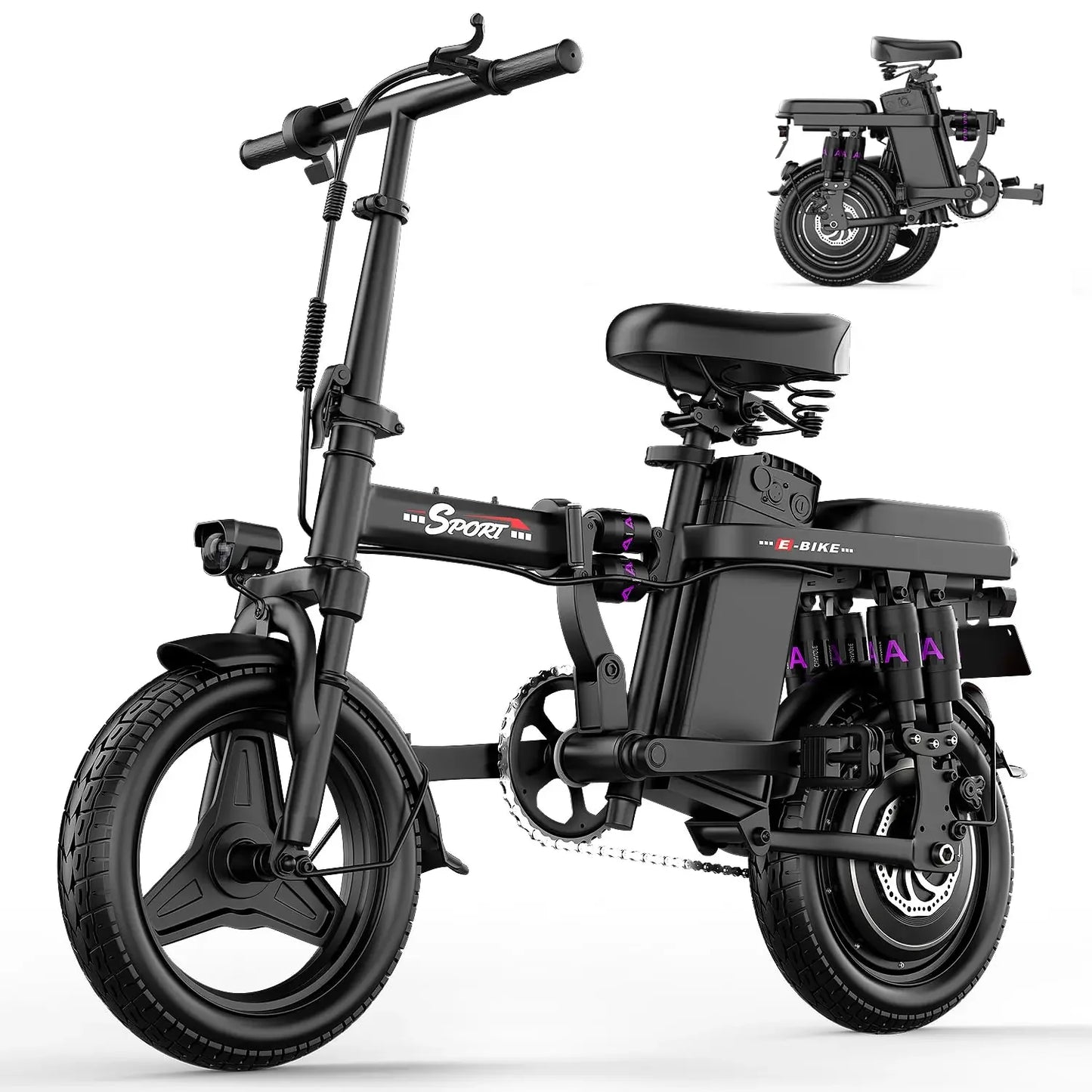 500W Folding Electric Bike, 48V 10/13/15AH Large Removable Battery E-Bike, 22+MPH, 35 Miles Max Range, 14" Fat Tire, Customized