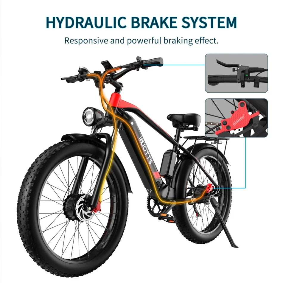 2023 Electric Bike Adult 1500W 26'' Dual Drive Mountain E Bike 48V 17.5AH Battery Removable Off Road Electric Bicycle