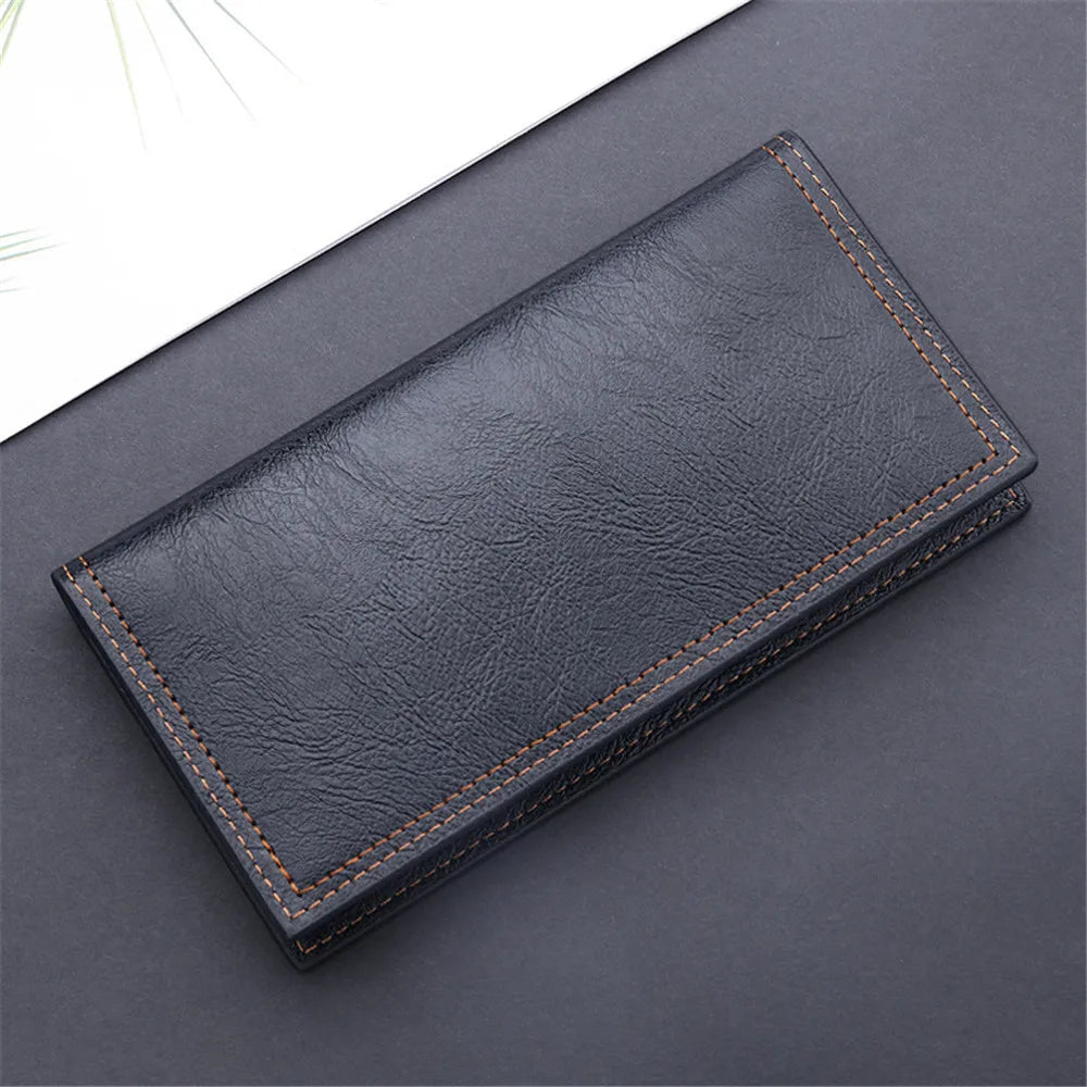 Fashion Men Wallets Long Pu Leather Vintage Thin Zipper Purse Man Credit Card Holder Brand High Quality Male Wallet Money Purses