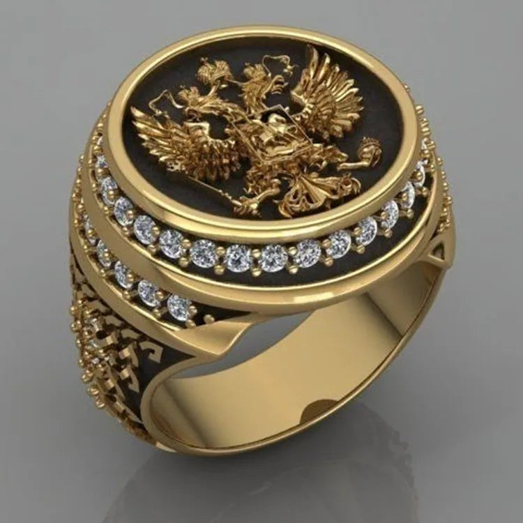 Eagle Collection ! Domineering Metal Eagle Men's Ring Punk Style Enamel Animal Male Rings Jewelry Hand Accessories Size 6-13