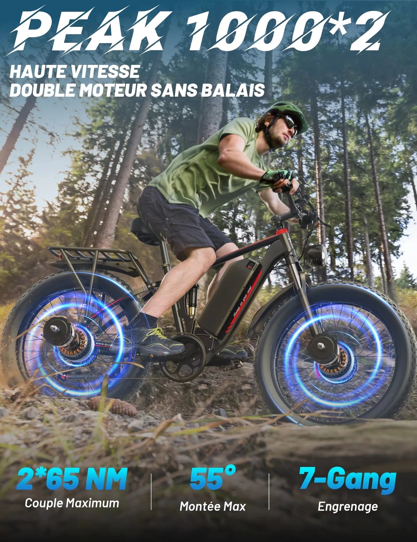 Duotts S26 1000*2 Dual Motor Electric Bike with 48V 20AH Lithium Battery Snow Mountain 26inch Fat Tire for Adults