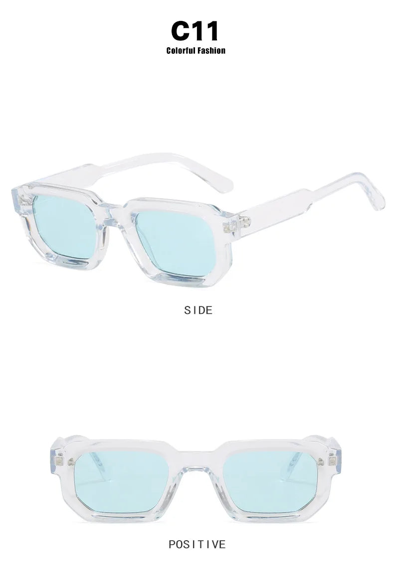Men Vintage Rectangle Frame Sunglasses Fashion Retro Sun Glasses Luxury Brand Design UV400 Shades Eyewear Women Goggles