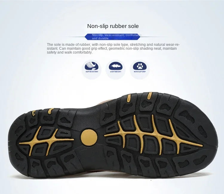 Sandals Summer New Men'sHollow Breathable Sandals Slippers Outdoor Baotou Beach Shoes Dad's Shoes Mens Shoes sandalias2024