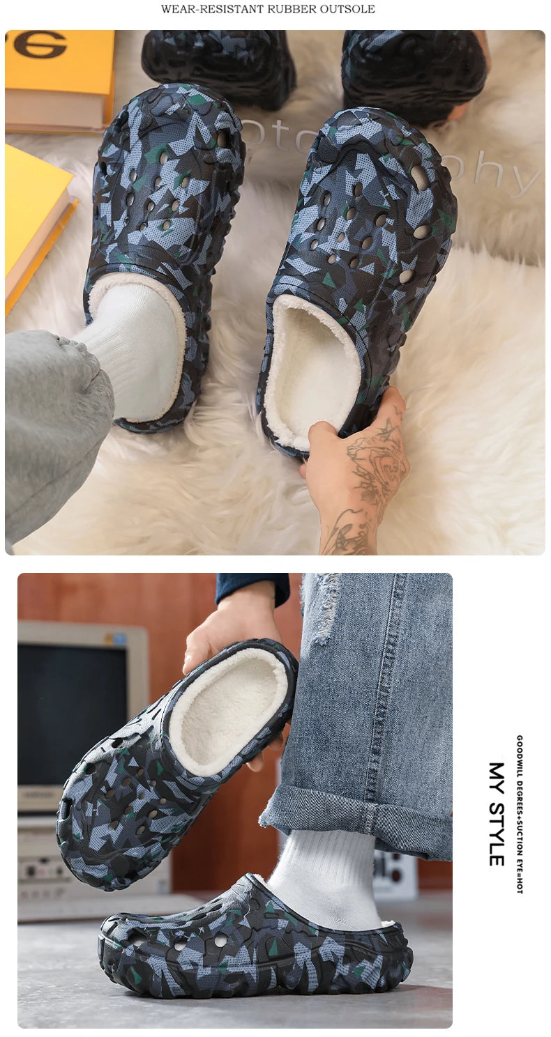 New Men Winter Slippers Indoor Comfortable Warm Slippers Summer Removable Sandals Men Casual Non Slip Plush Fur Slippers for Men