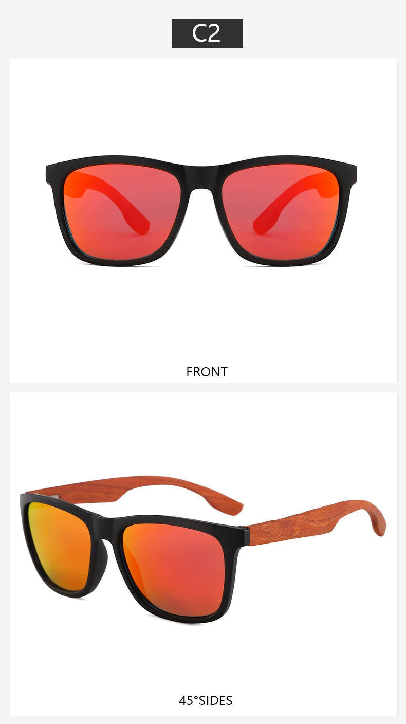 Wooden Square Sunglasses Women Men Vintage Fashion Luxury Sun Glasses Fishing Driving Eyeglas Lady Man UV400 Protective Glasses