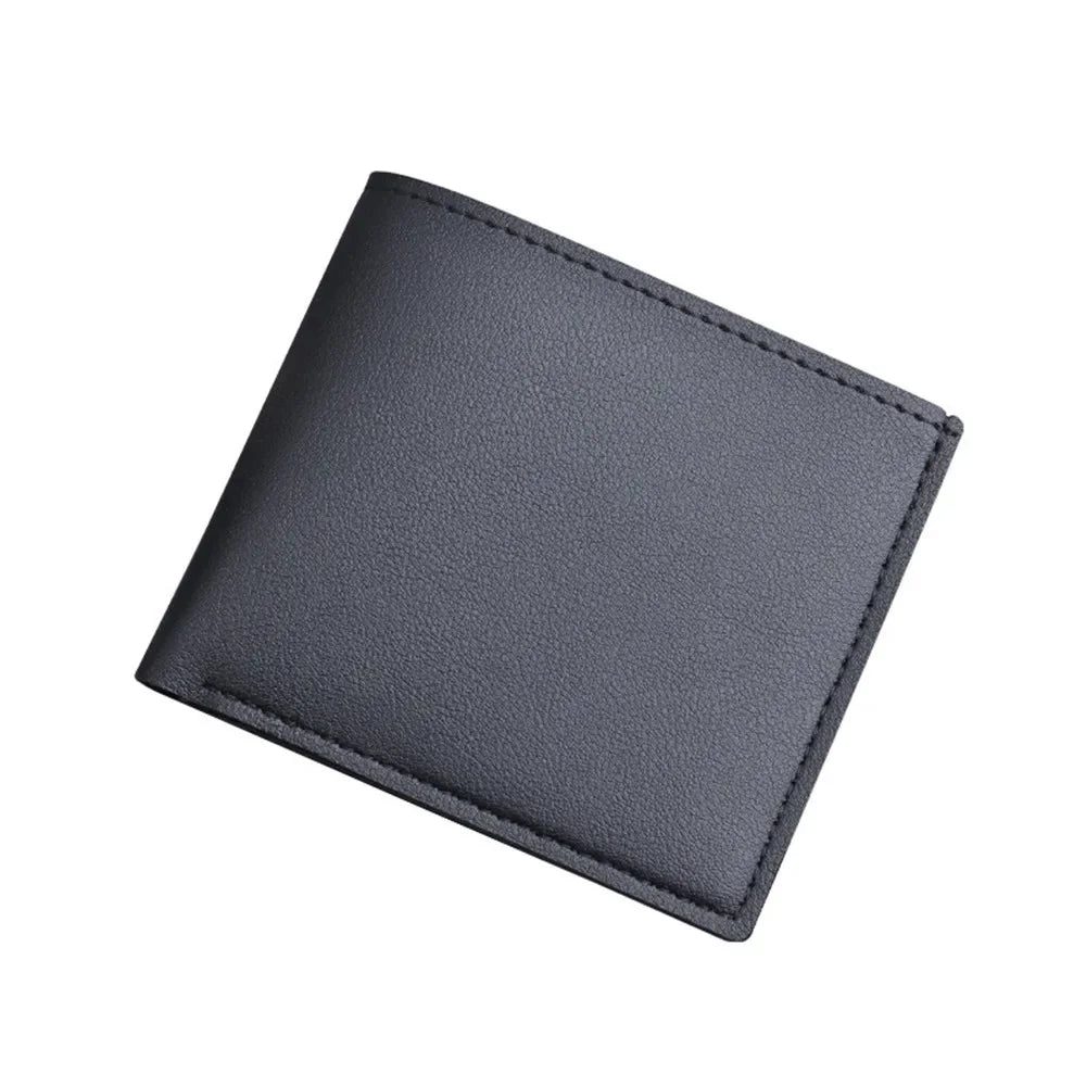 New Men Short PU Leather Wallet Simple Solid Color Thin Male Credit Card Holder Small Money Purses Business Foldable Wallet