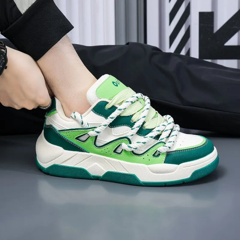 Shoes for Men Popular Versatile Sports Casual Board Shoes Personality Trend Men's Pu Leather Platform Sneakers Zapatillas Hombre