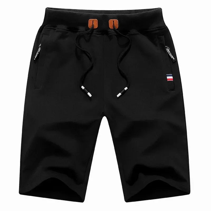 Shorts Men Cotton Casual Sports Men's Solid Shorts Drawstring Bermudas Elastic Waist Beach Short Pants Cool Summer New Fashion