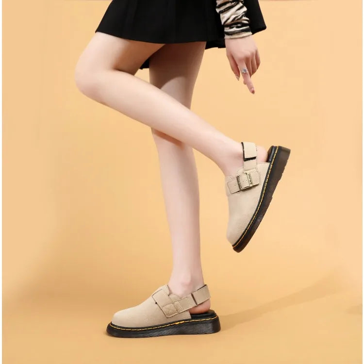 Men's Fashion Large Leather Casual Slippers Men's Four Seasons Half Slippers Non Slip Beach Shoes Classic Clogs Shoes