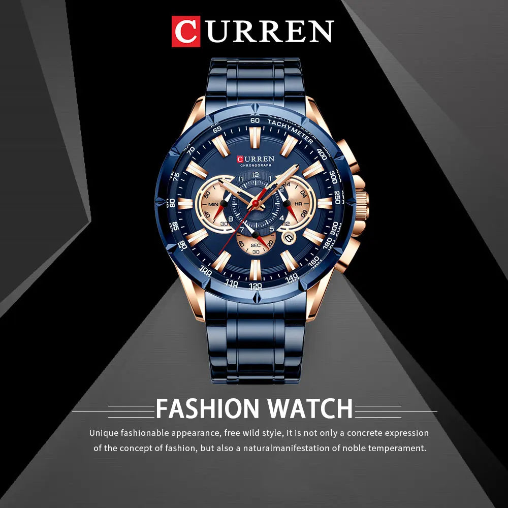 Curren 8363 Men Watch Business Casual Fashion Wristwatch 6-Hand Chronograph Quartz Luxury Relogio Masculino