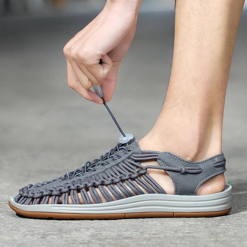 Men Sandals Summer Weave Shoes Boys Sandal Mens Sandles Outdoor Breathable Comfort Slip On Plus Big Size 45 46 Sandalias Hombre