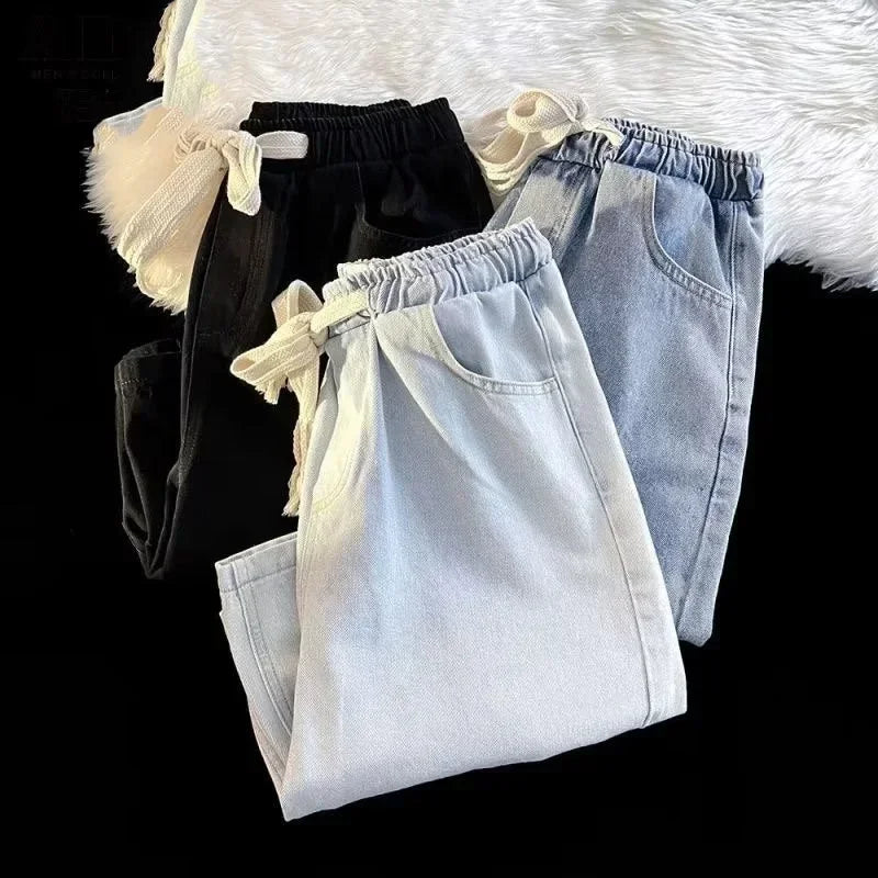 Men New Casual Shorts Male Summer Fashion Straight Leg Five Quarter Loose Fit Denim Pants High Street Wide Leg Baggy Pants