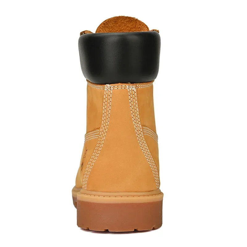 Men Boots High Top Boots Men's Leather Shoes Winter Fashion Plush Warm Shoes Outdoor Sneakers Lace Up Non-Slip Ankle Boots Male