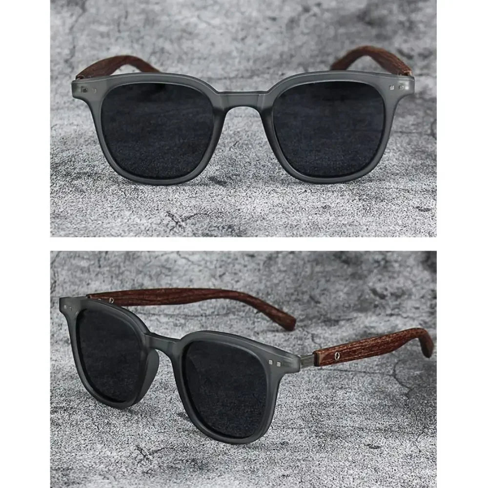 Trendy Retro Wood Grain Sunglasses Polarized UV Protection for Men Women Perfect for Cycling Outdoor Street Photography