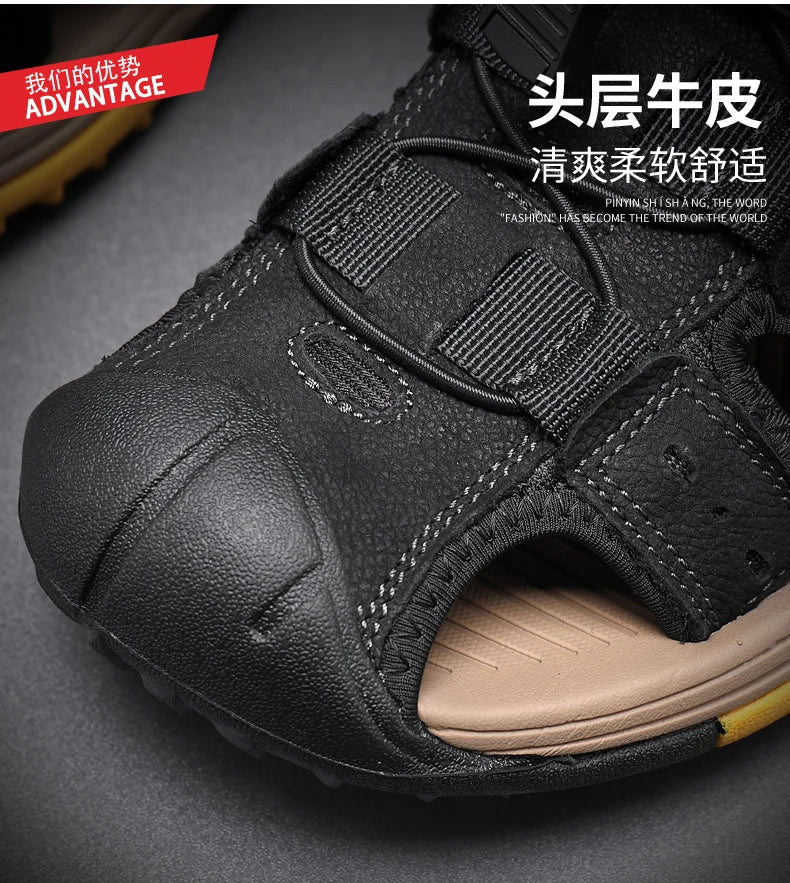 Summer Men Sandals Genuine Leather Mens Casual Shoes Outdoor Men Leather Sandals for Men Beach Shoes Roman mens Shoes