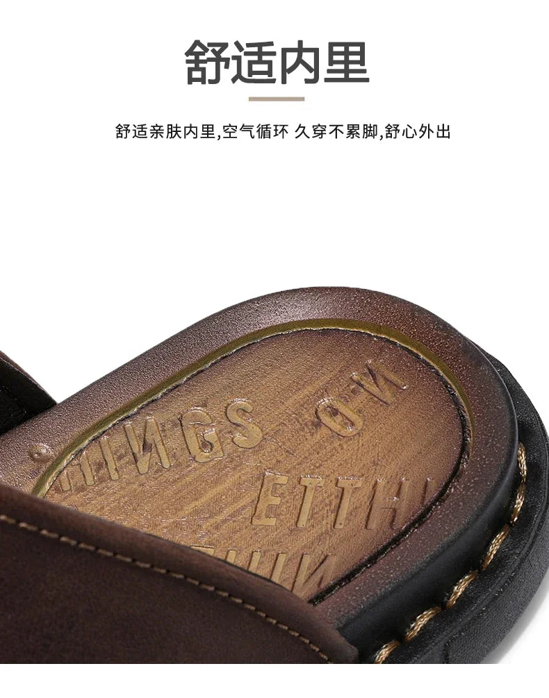 2025 Mens Slippers Summer Casual Shoes Beach Sandals Outdoor Slides Walking Comfort Leather Luxury Designer Fashion Lightweight