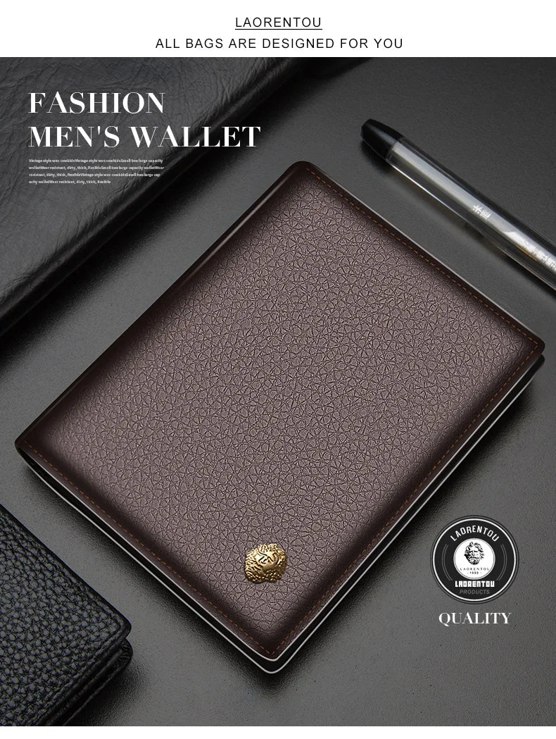 LAORENTOU Men Genuine Leather Wallet Small Card Holder Wallet Gift for Husband,  Boyfriend