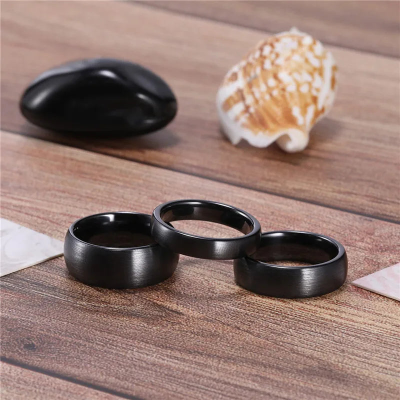 Kolmnsta 2/4/6mm Black Brushed Fashion Ceramic Ring Women Men Wedding Rings Engagement Band Female Jewelry bague Plus Size 4-14