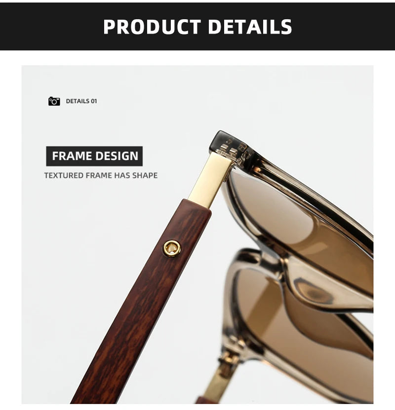 Classic Big Woodgrain Sunglasses Men women Retro Oversize Square Sun Glasses Male Female Fashion Summer Vacation Driving Shades