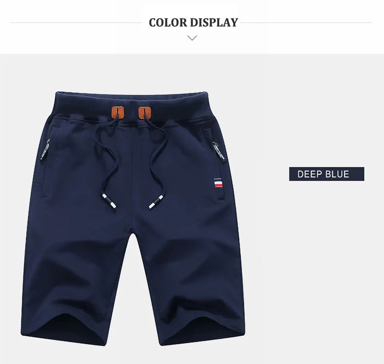 Shorts Men Cotton Casual Sports Men's Solid Shorts Drawstring Bermudas Elastic Waist Beach Short Pants Cool Summer New Fashion