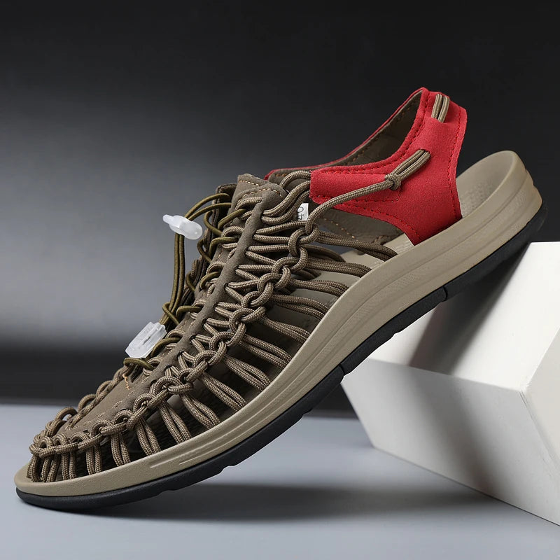 Men Sandals Summer Weave Shoes Boys Sandal Mens Sandles Outdoor Breathable Comfort Slip On Plus Big Size 45 46 Sandalias Hombre