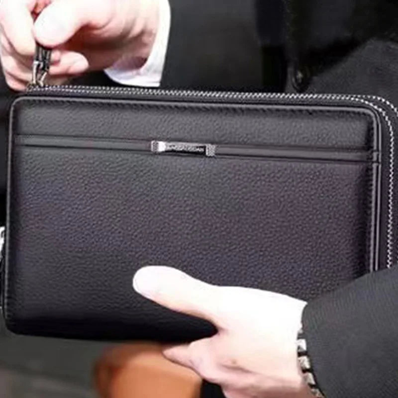 Men's wallet long money foreskin leather handbag large business handbag mobile phone card holder men's gift father son husband b