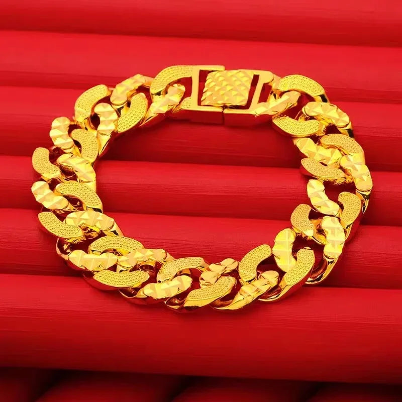 Mens and womens AU750 gold bracelet 18k boss bracelet domineering chain high quality free shipping with certificate