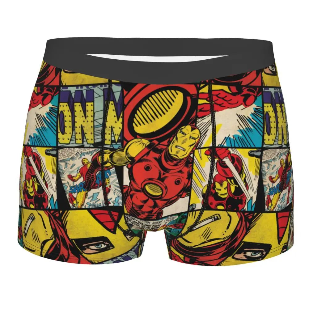 Men Iron-man Underwear Printed Boxer Briefs Shorts Panties Homme Soft Underpants Plus Size