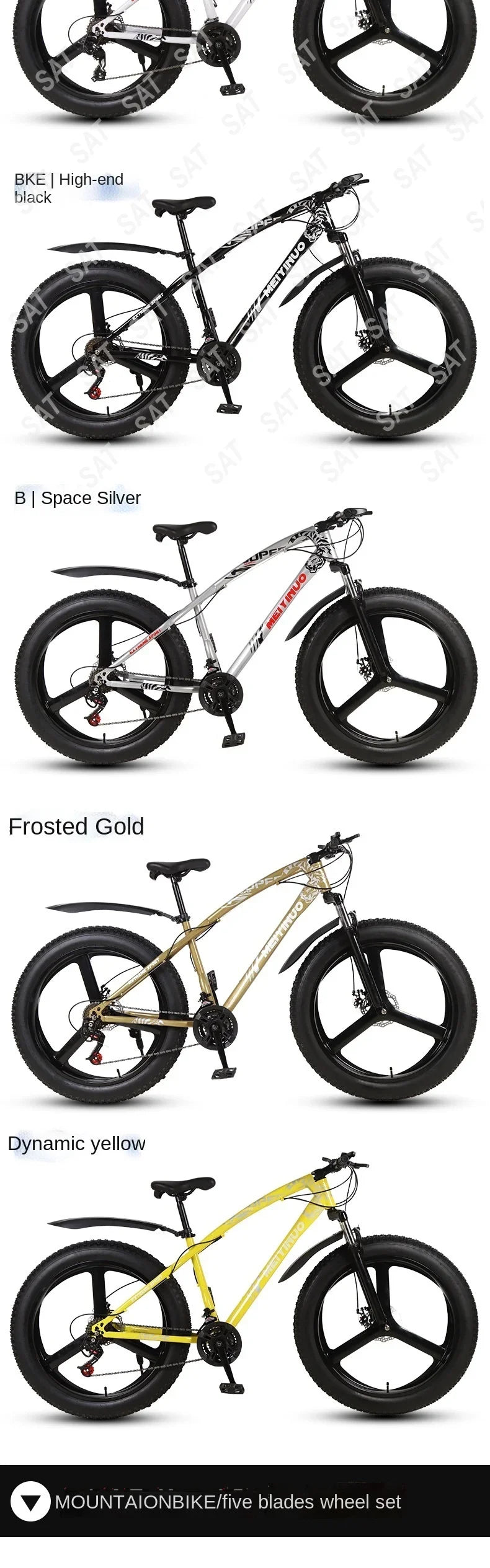 A Snowmobile 26 Inch Double Disc Wide Tires off-Road Speed Bike Adult Knight Bicycle Mountain Bike