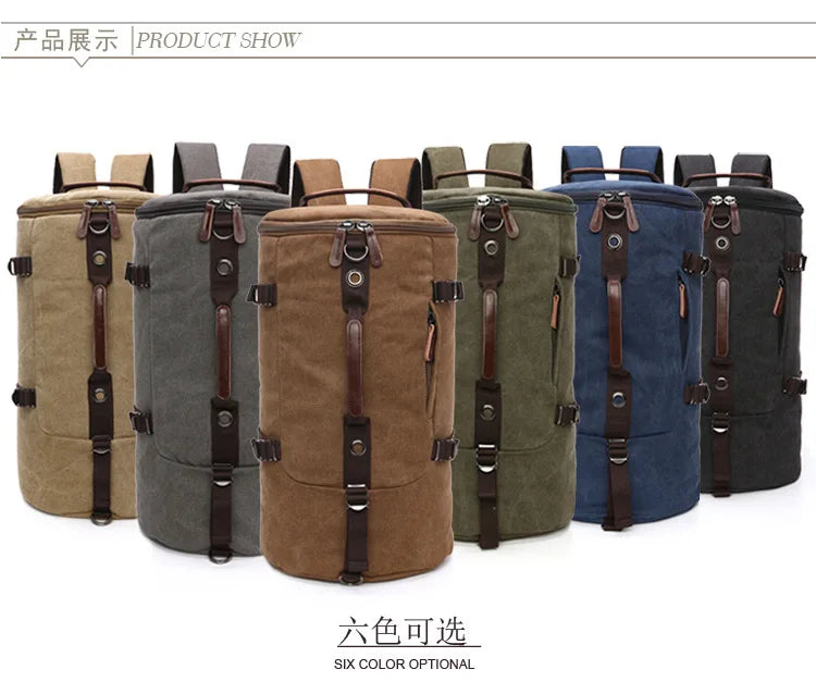 2025 Fashion Large Man Travel Bag Mountaineering Backpack Male Luggage Canvas Bucket Shoulder Army Bags For Boys Men Backpacks