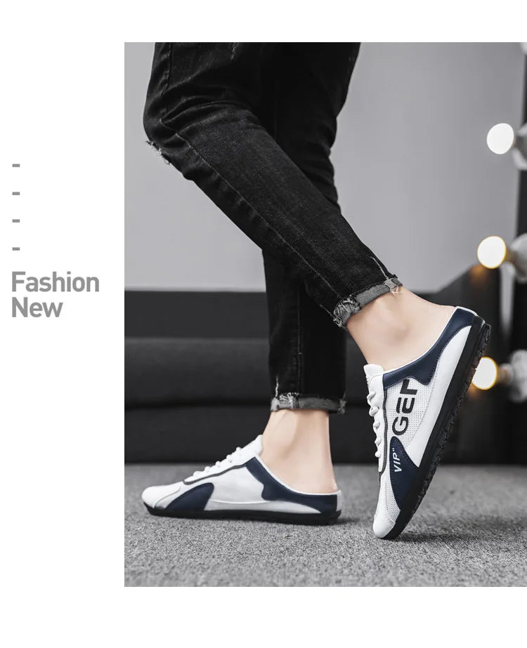 Men Slippers Trend Baotou Shoes for Men Summer Breathable Casual Shoe Vulcanized Flats Male Sneakers Half Slip-on Shoes 2026