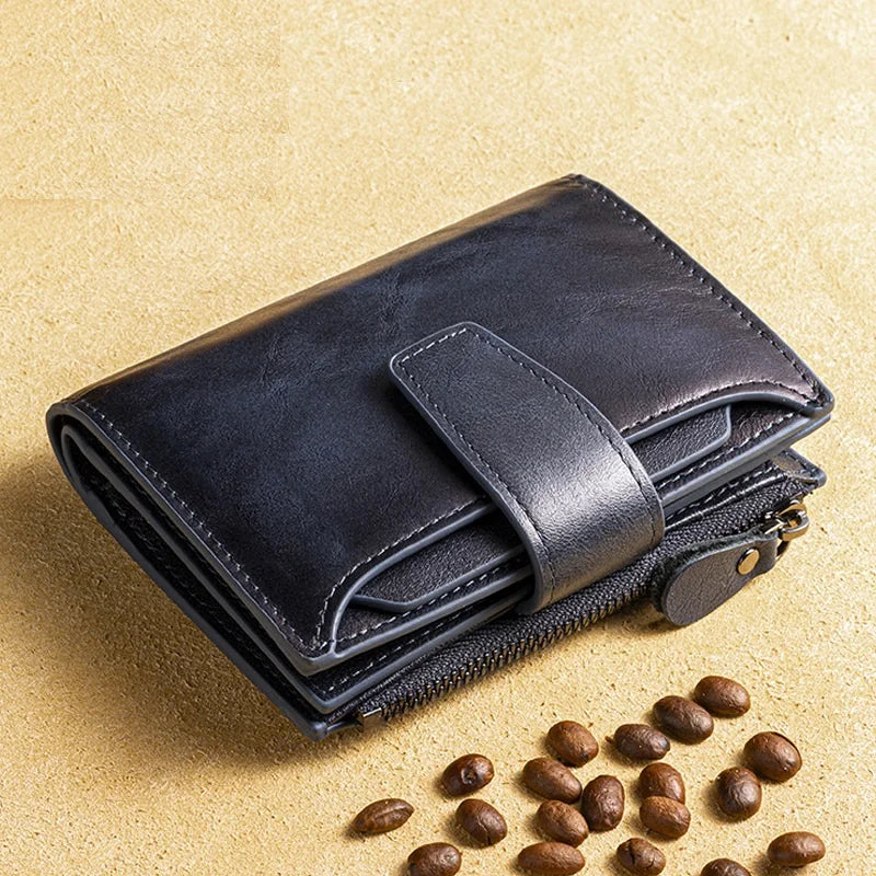 Short Genuine leather Wallet for Man Daily Real Cow Leather Purse 2025 New Boys RFID Card Holder Coin Purse