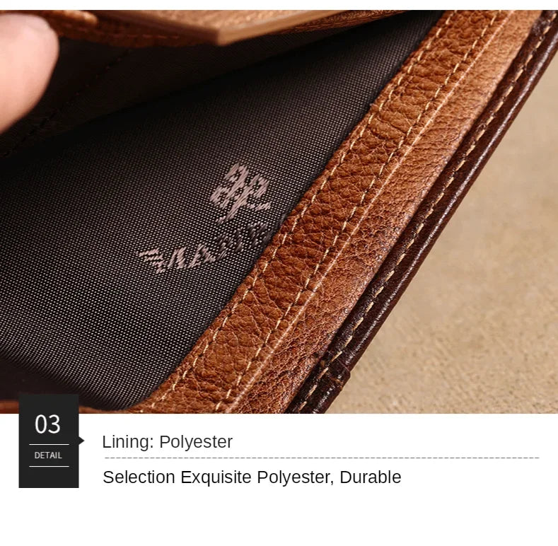 【Genuine Cow Leather / Gift Box】ManBang Luxury Men's Wallet RFID Short Trifold For Men with ID Window and Credit Card Holder