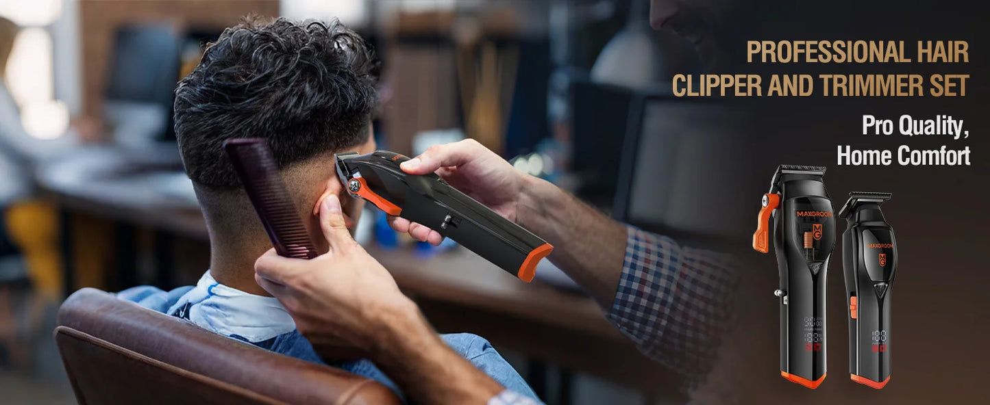 MAXGROOM Professional Hair Clippers&Trimmers Set for Men Premium Home Haircut Kit Cordless Hair Cutting Clippers and Trimmer Set
