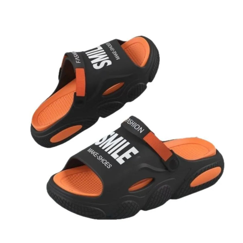 2025 new men's slippers for summer outdoor wear, driving for home use, anti slip, thickened beach sports, outdoor sandals