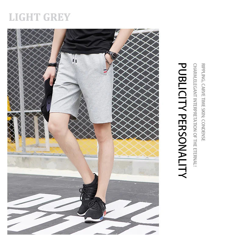 Shorts Men Cotton Casual Sports Men's Solid Shorts Drawstring Bermudas Elastic Waist Beach Short Pants Cool Summer New Fashion