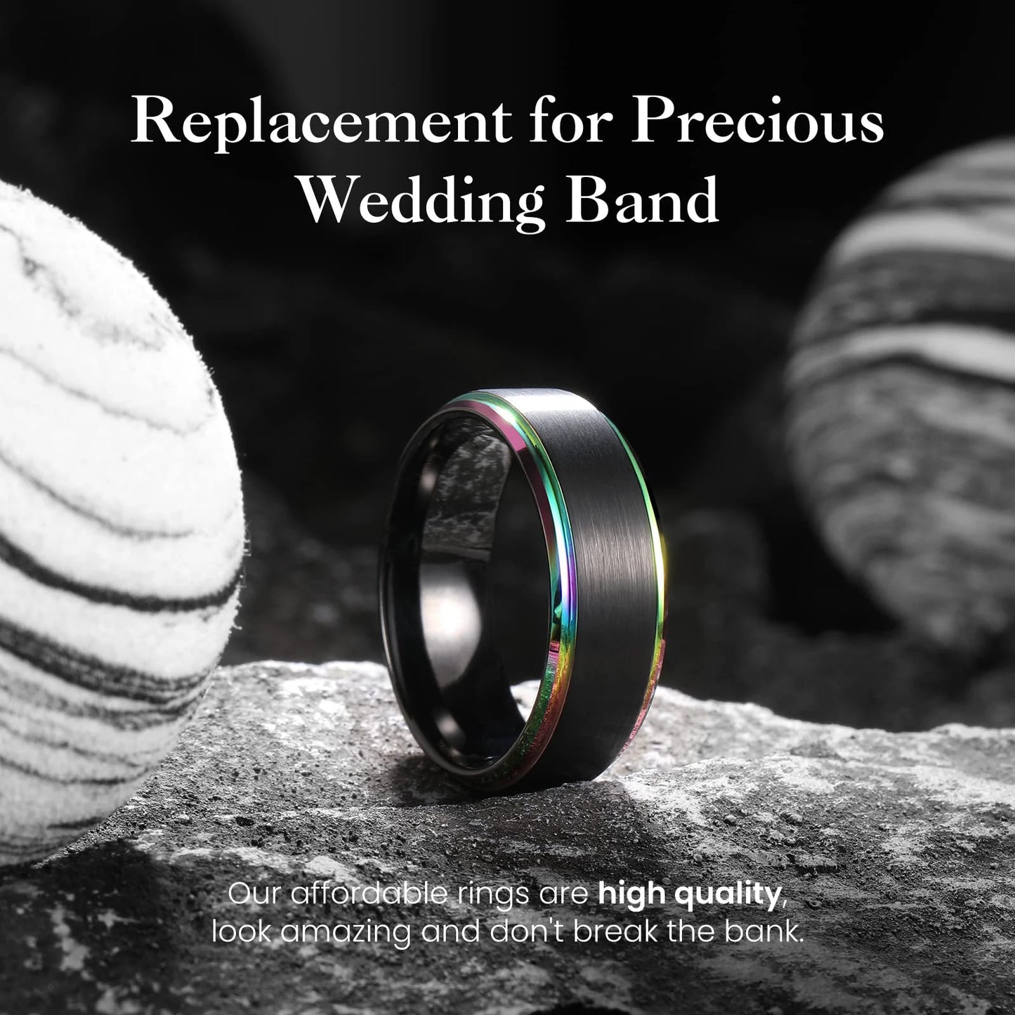 Fashion 8mm Green Color Titanium Stainless Steel Rings for Men Women Black Brushed Men Promise Rings Wedding Party Jewelry Gifts