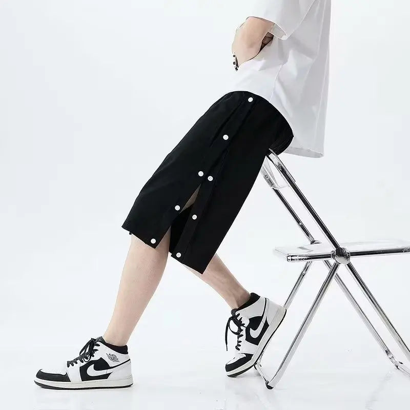 Fully Open-breasted Shorts for Men in Summer Korean Style, Wear Loose Casual Couples Sports 5-point Pants