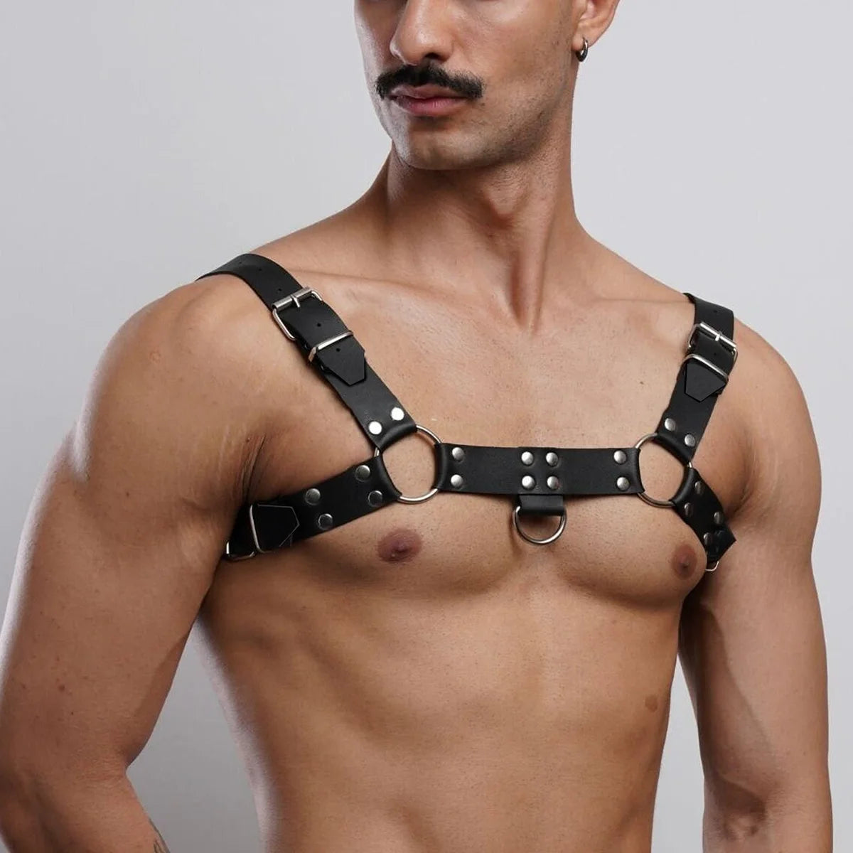 Leather Men Harness Belts with Buckle Fetish Gay Sex Bondage Belts Punk Gothic Chest Body Harness Straps Sexual Male Lingerie