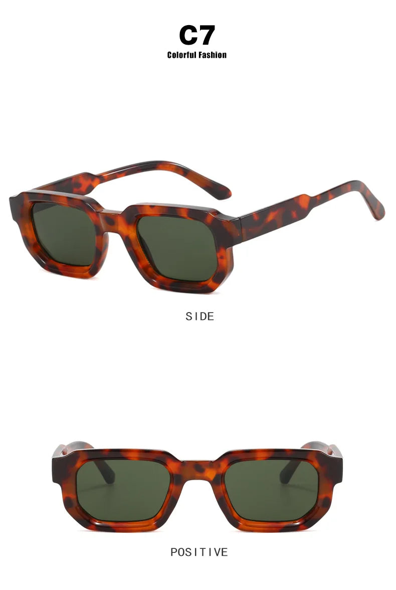 Men Vintage Rectangle Frame Sunglasses Fashion Retro Sun Glasses Luxury Brand Design UV400 Shades Eyewear Women Goggles