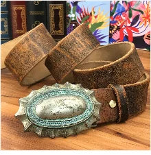 Brass Cowboy Belt Buckle Luxury Men Leather Belt Ceinture Homme Yellow Belts For Men Wide Male Strap Jeans Waist MBT0537