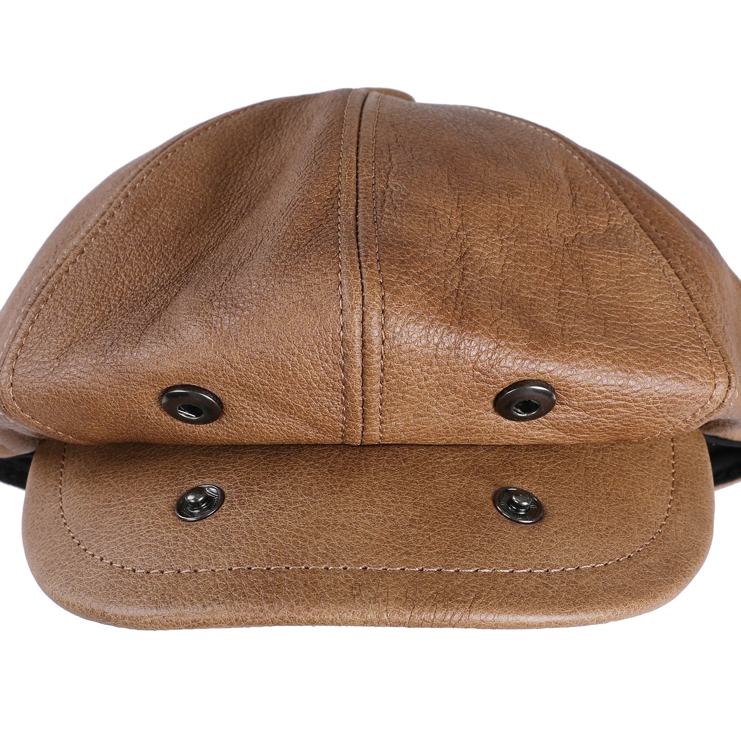 BOONJOVIA Men's Newsboy Flat Cap 100% Genuine Cowhide Leather Gatsby Ivy Golf Cabbie Driving Hat 8 Panels Classic Design