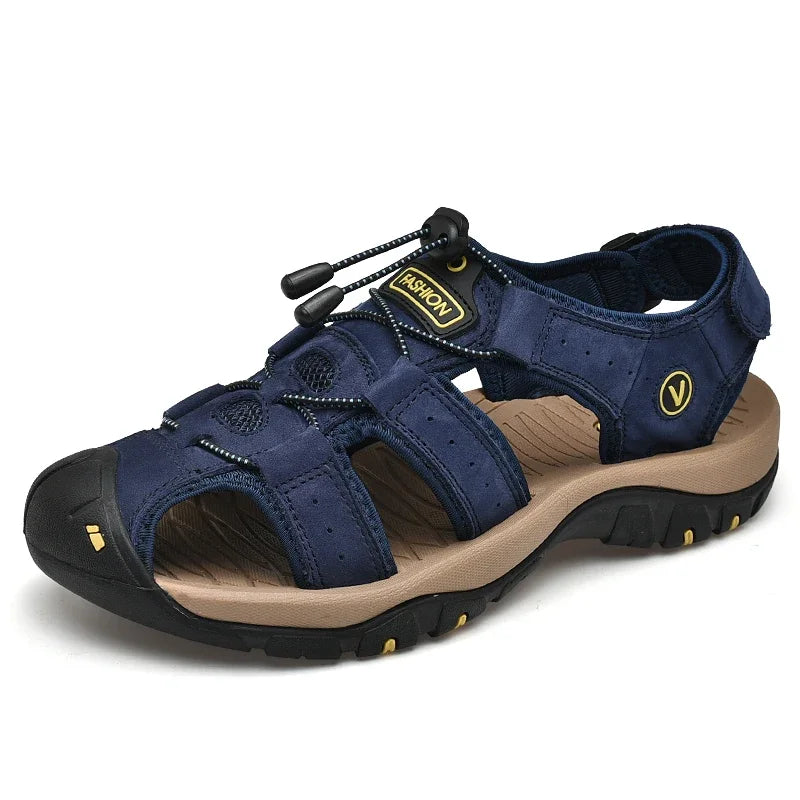 2025 Genuine Leather Men Shoes Summer New Large Size Men's Sandals Men Sandals Fashion Sandals Slippers Big Size 38-47