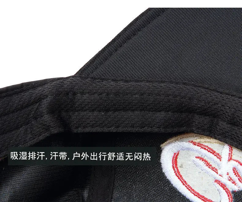 Summer Fishing Cap for Men and Women, Waterproof Sun Protection, Embroidery Cotton Caps, Outdoor Sports Hats, Black