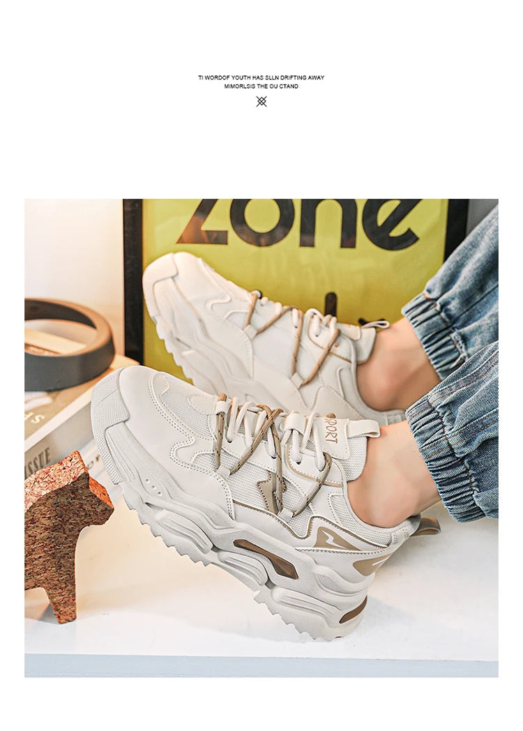 Men Sneakers 2025 Autumn New Mesh Breathable Running Sport Shoes Light Soft Thick Sole Hole Man Casual Shoes Athletic Sneakers