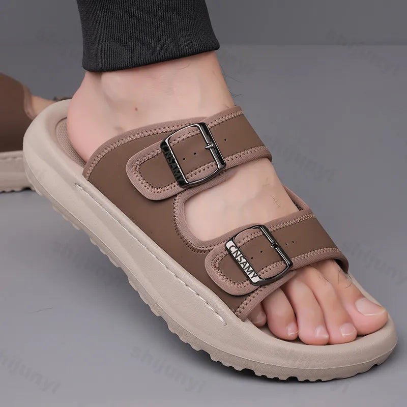 Men's Slippers 2025 Summer Breathable Outdoor Beach Sandals Non Slip Flip Flops New Flat Slippers High Quality Men's Shoes